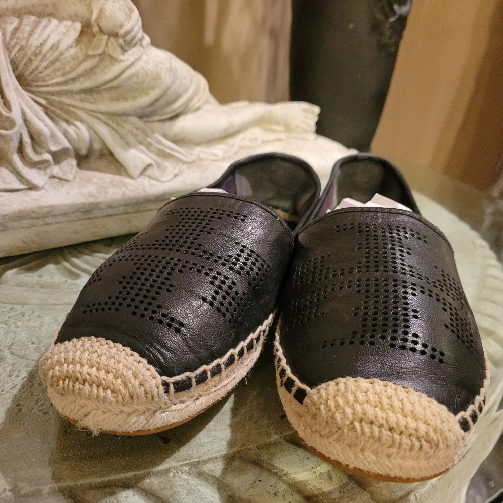 Tory Burch Leather Logo Espidrilles Designer Summer Vacation Slip On 1213